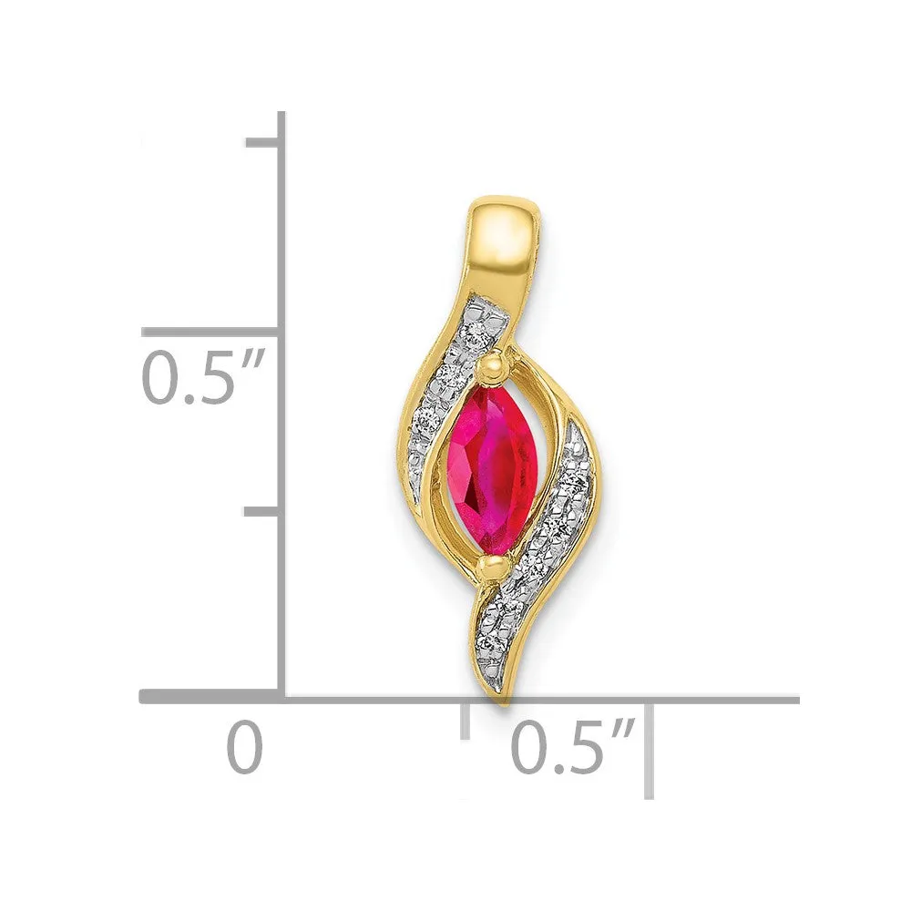 10k Diamond and Marquise .25 Ruby Pendant