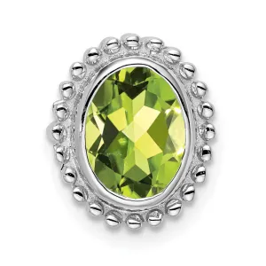 10k White Gold Oval Peridot Chain Slide
