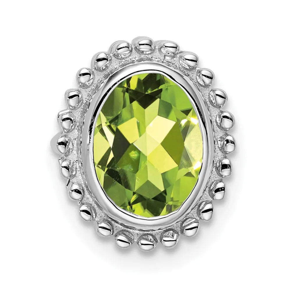 10k White Gold Oval Peridot Chain Slide