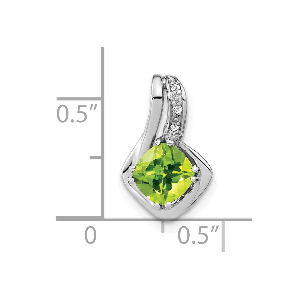 10k White Gold Peridot and Diamond Pendant
