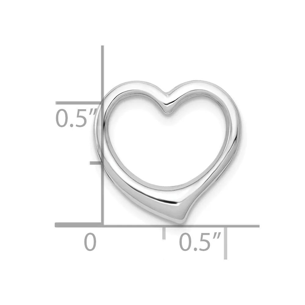 10K White Gold Polished Heart Chain Slide