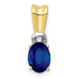 10k w/Rhodium Diamond and Oval Sapphire Pendant