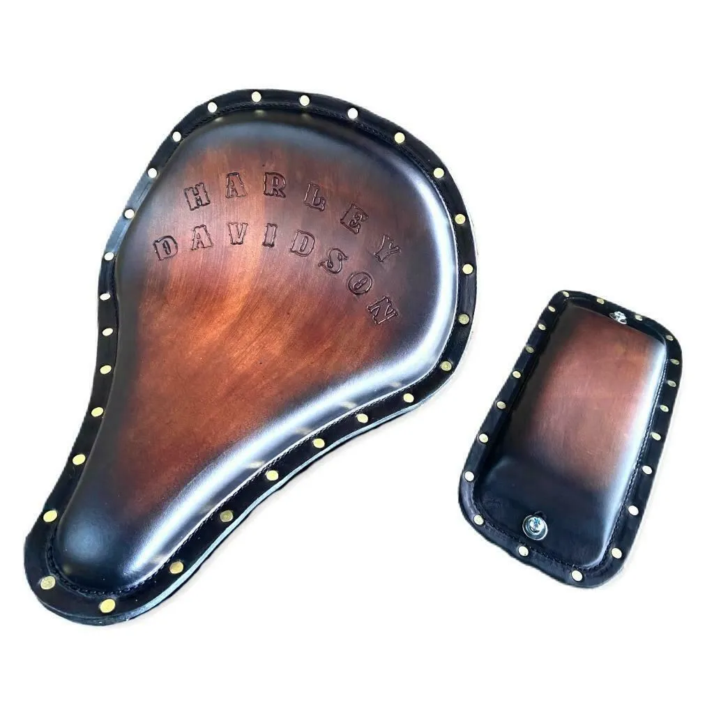 12x15 Harley Davidson Hand Tooled Spring Seat Sun Burst Long Nose Rivets Passenger Pad