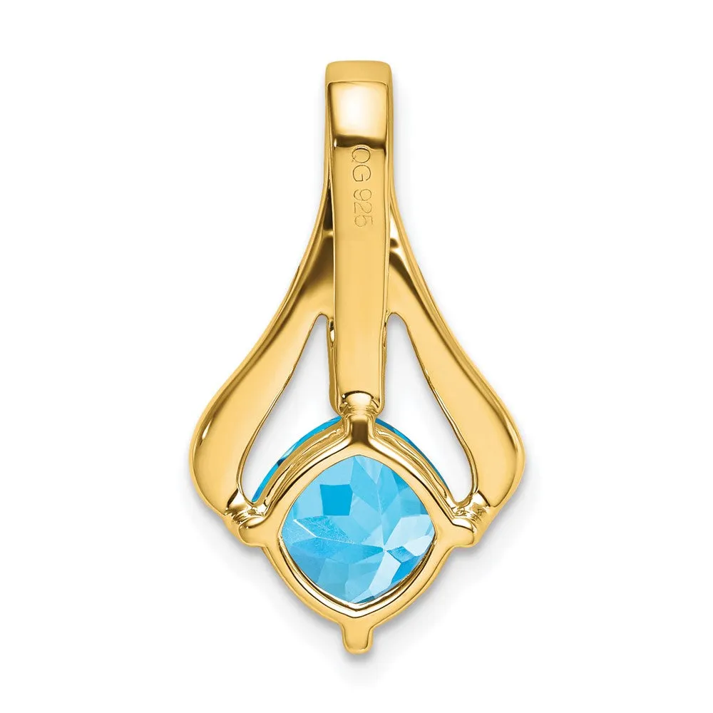 14k Blue Topaz and Diamond Pendant