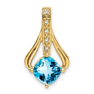 14k Blue Topaz and Diamond Pendant