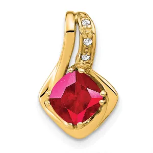 14k Created Ruby and Diamond Chain Slide Pendant