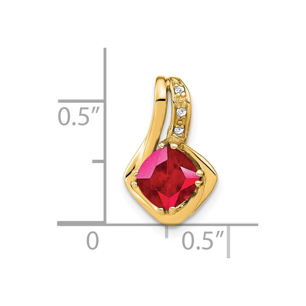 14k Created Ruby and Diamond Chain Slide Pendant