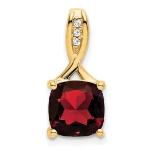 14k Cushion Garnet and Diamond Pendant