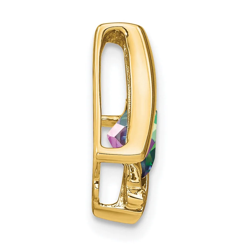 14k Mystic Fire Topaz and Diamond Pendant