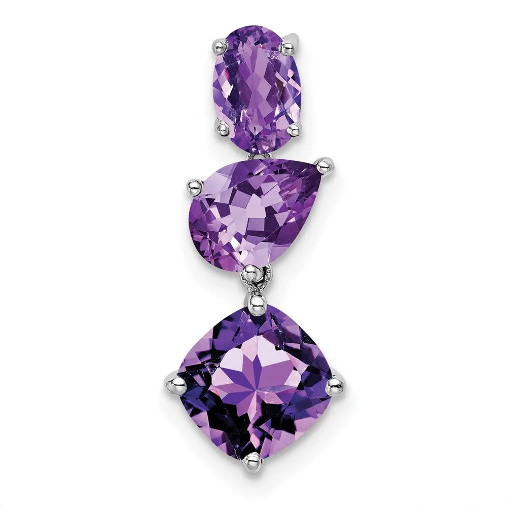 14k White Gold Amethyst Chain Slide