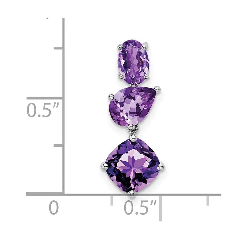 14k White Gold Amethyst Chain Slide