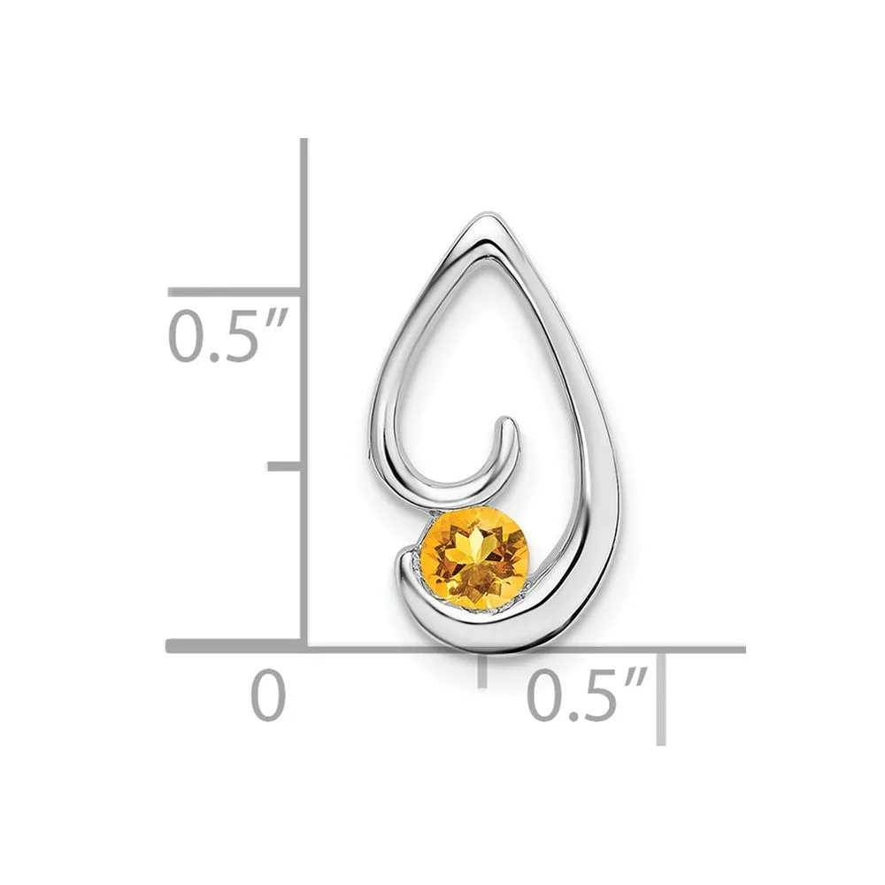 14k White Gold Citrine Chain Slide