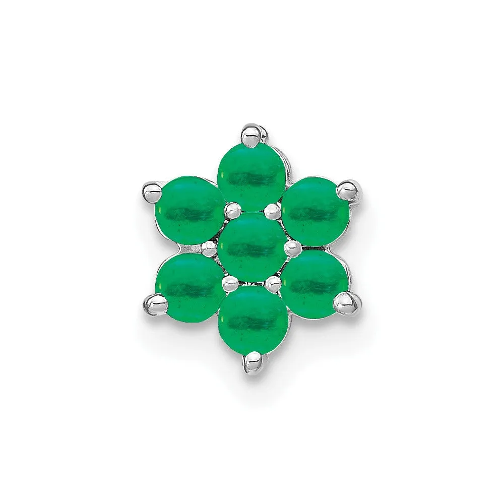 14k White Gold Emerald Floral Chain Slide