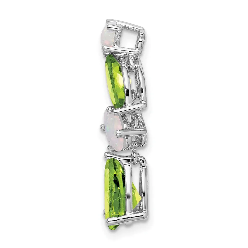 14k White Gold Peridot and Opal Chain Slide