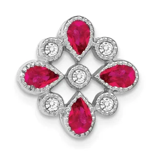 14k White Gold Ruby and Diamond Chain Slide