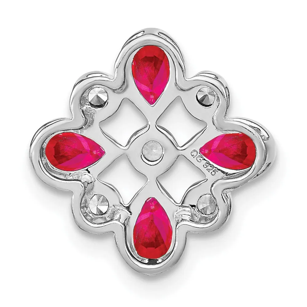 14k White Gold Ruby and Diamond Chain Slide