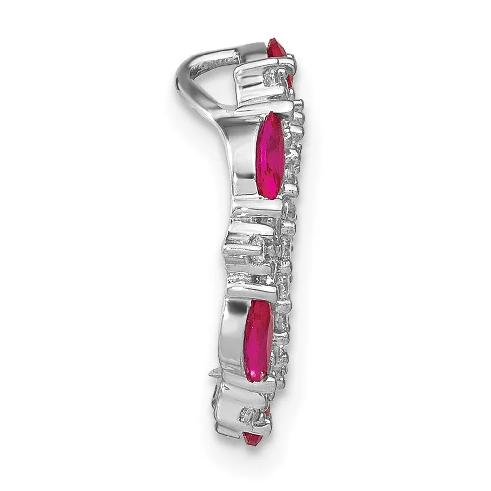 14k White Gold Ruby and Diamond Circle Chain Slide