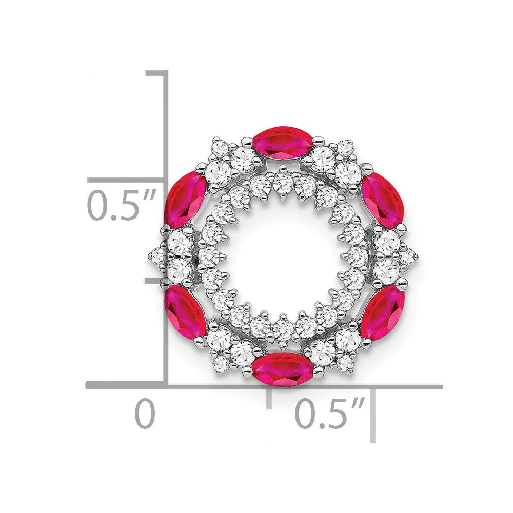 14k White Gold Ruby and Diamond Circle Chain Slide