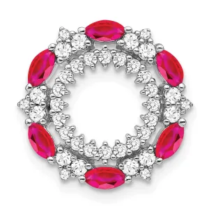 14k White Gold Ruby and Diamond Circle Chain Slide