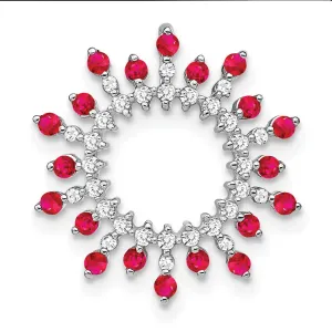 14k White Gold Ruby and Diamond Snowflake Chain Slide