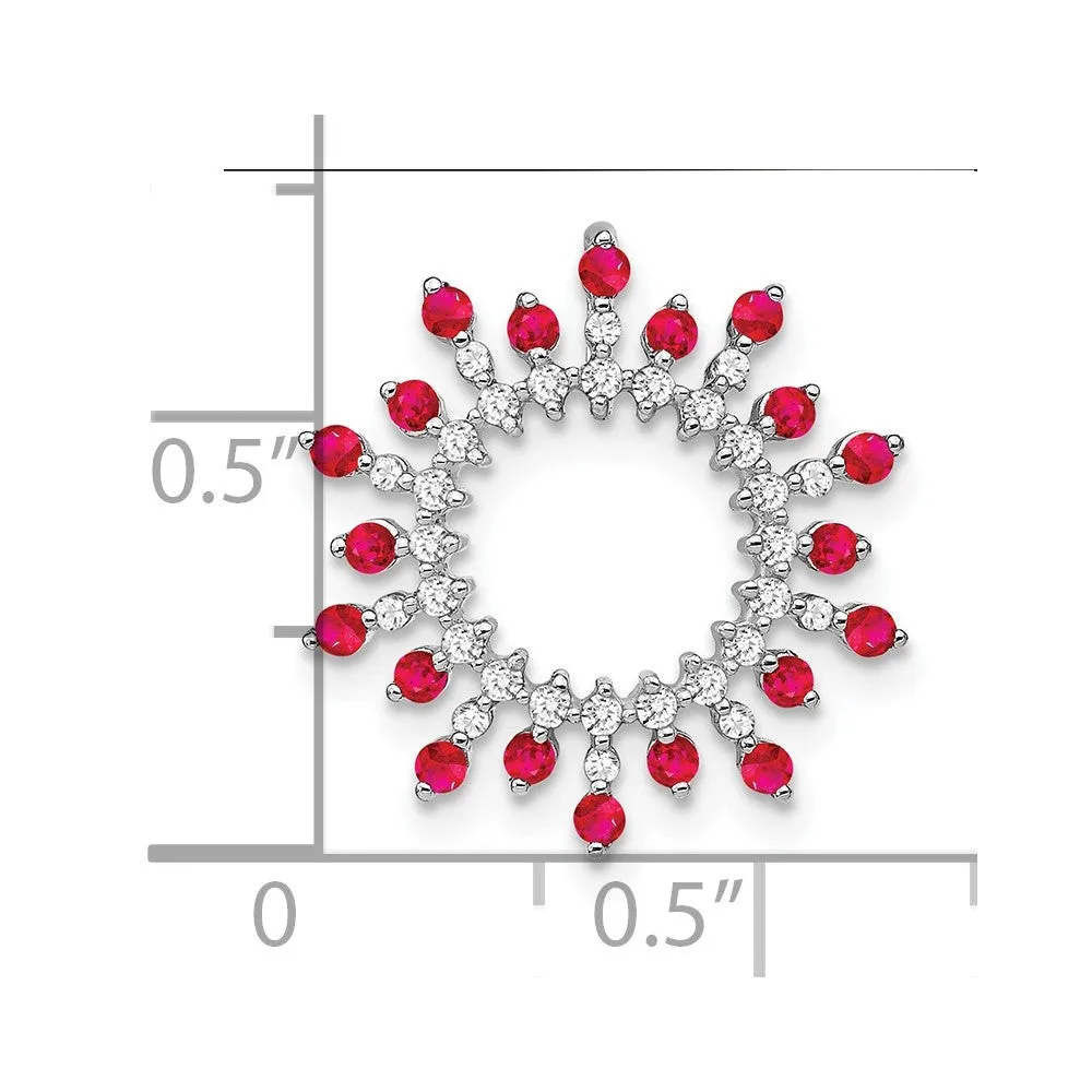 14k White Gold Ruby and Diamond Snowflake Chain Slide