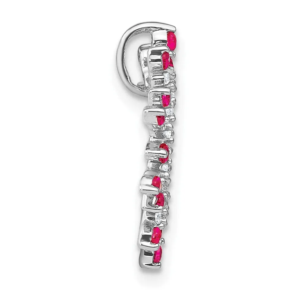 14k White Gold Ruby and Diamond Snowflake Chain Slide