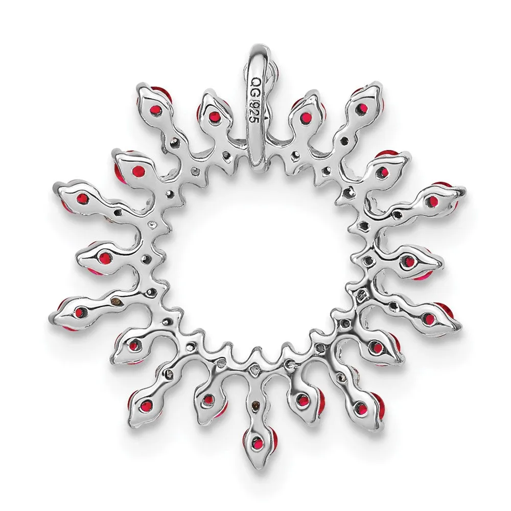 14k White Gold Ruby and Diamond Snowflake Chain Slide