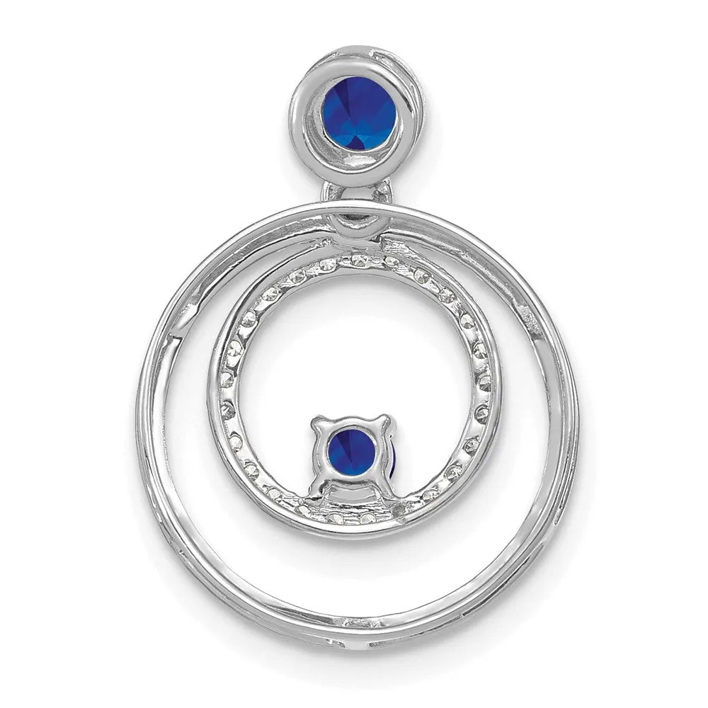14k White Gold Sapphire and Diamond Circles Pendant