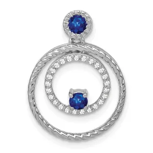 14k White Gold Sapphire and Diamond Circles Pendant