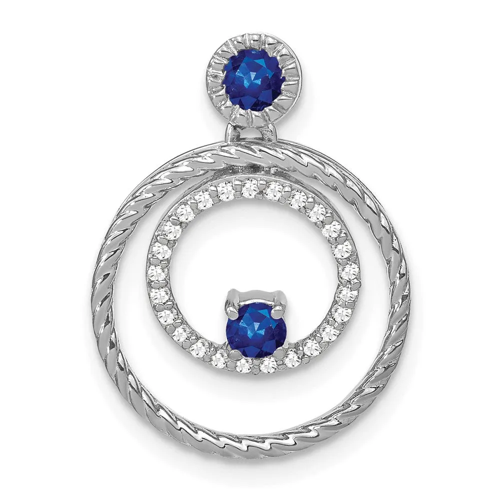 14k White Gold Sapphire and Diamond Circles Pendant