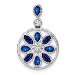 14k White Gold Sapphire and Diamond Pendant