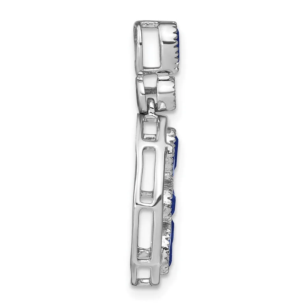 14k White Gold Sapphire and Diamond Pendant