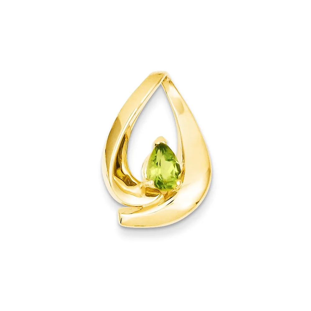 14k Yellow Gold 7x5mm Pear Peridot slide