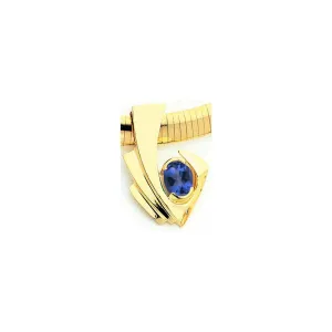 14k Yellow Gold 9x7mm Oval Sapphire slide