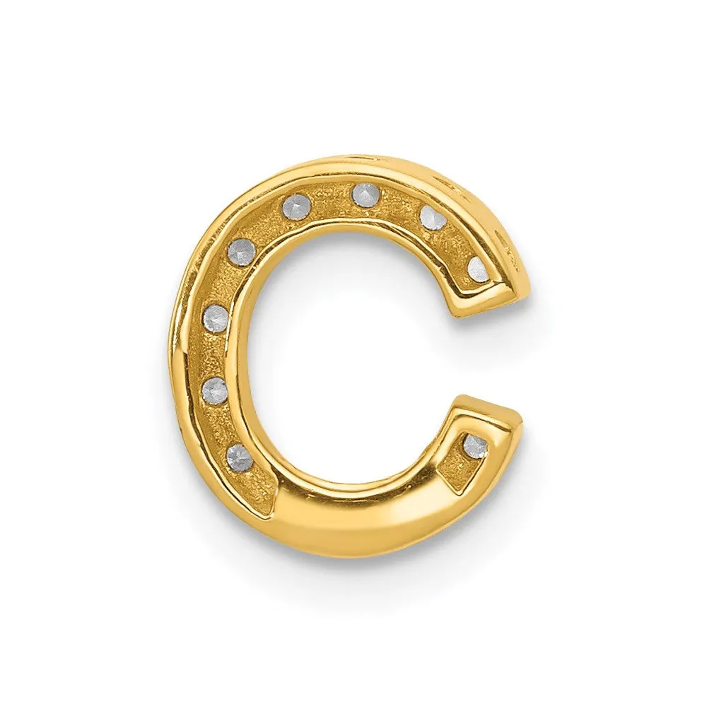14k Yellow Gold Diamond Letter C Initial Charm