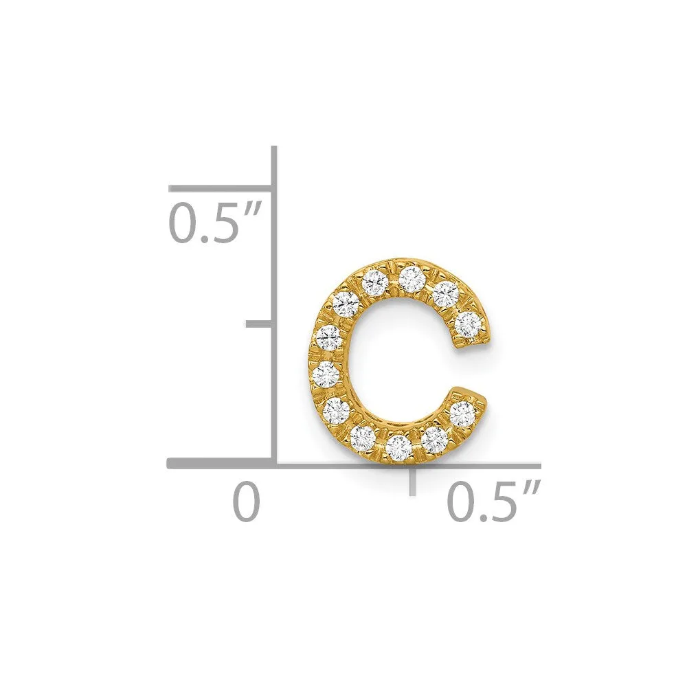 14k Yellow Gold Diamond Letter C Initial Charm
