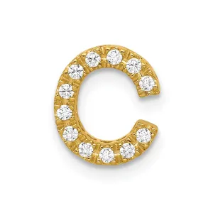 14k Yellow Gold Diamond Letter C Initial Charm