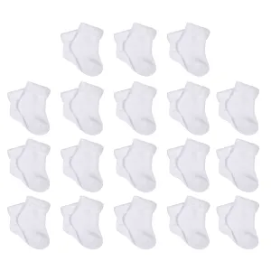 18-Pack White Terry Ankle Socks