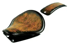 1982-2003 Sportster Harley Seat Ant Brn Snake Leather Conversion Kit & P-pad bcs
