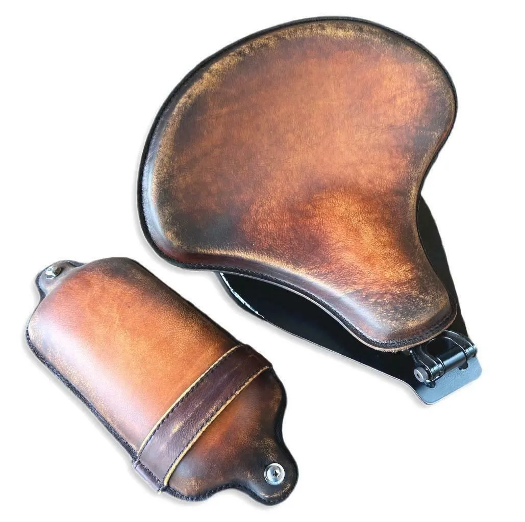 2000-2017 Harley Softail Brown On Brown Spring Seat Pad Conversion Mounting Kit bc
