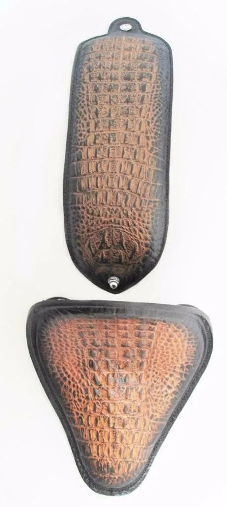 2007-2009 Harley Sportster Seat Conversion Kit P-Pad Antique Brown Alligator ccs
