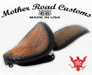 2007-2009 Harley Sportster Seat Conversion Kit P-Pad Antique Brown Alligator ccs