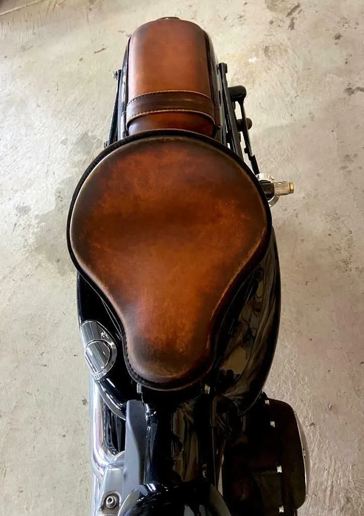 2007-2009 Sportster Harley Kit Spring Seat Brown On Brown Distressed Leather P-Pad bs