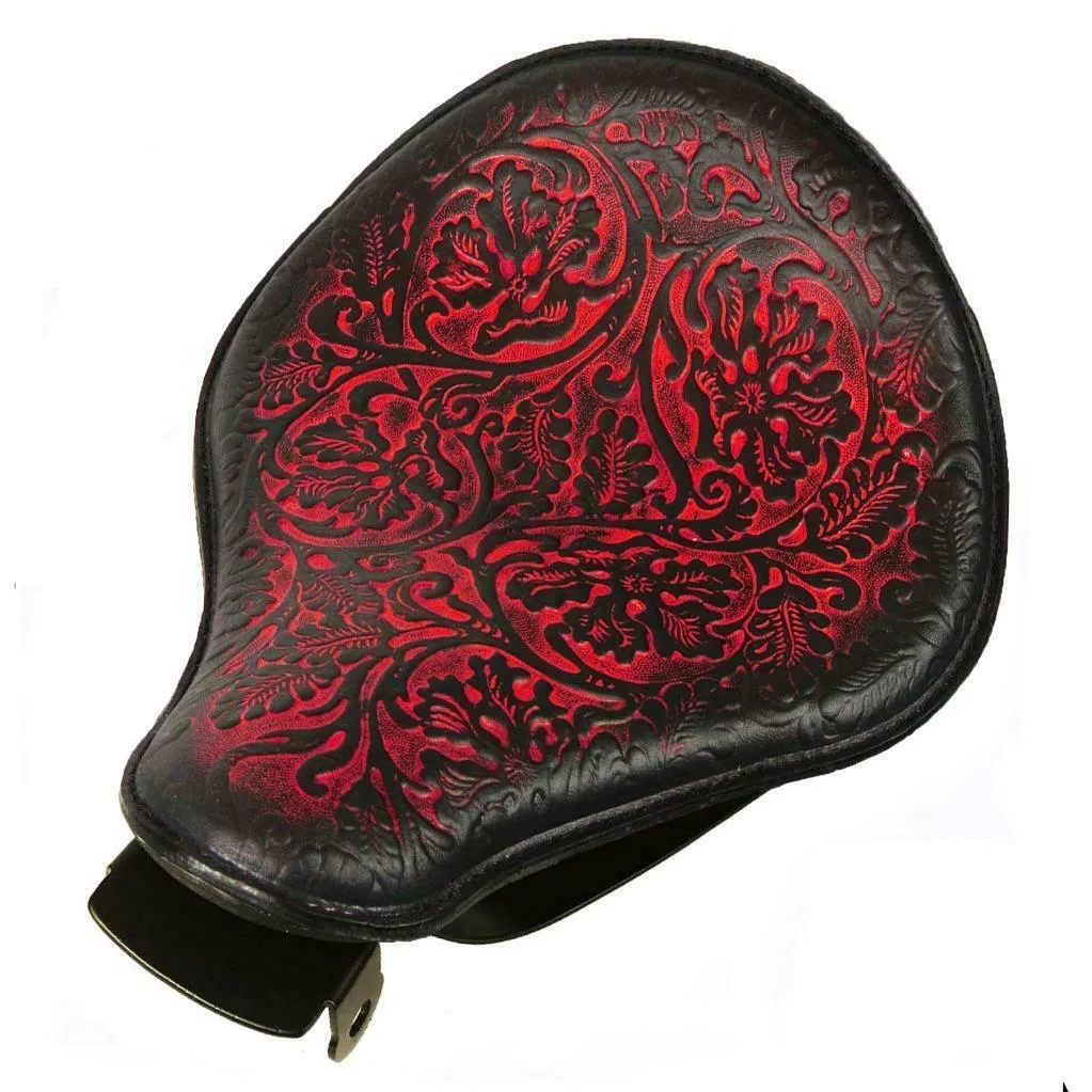 2007-2009 Sportster Harley Spring Seat P-Pad Kit Ant Red Oak Leaf Leather bs