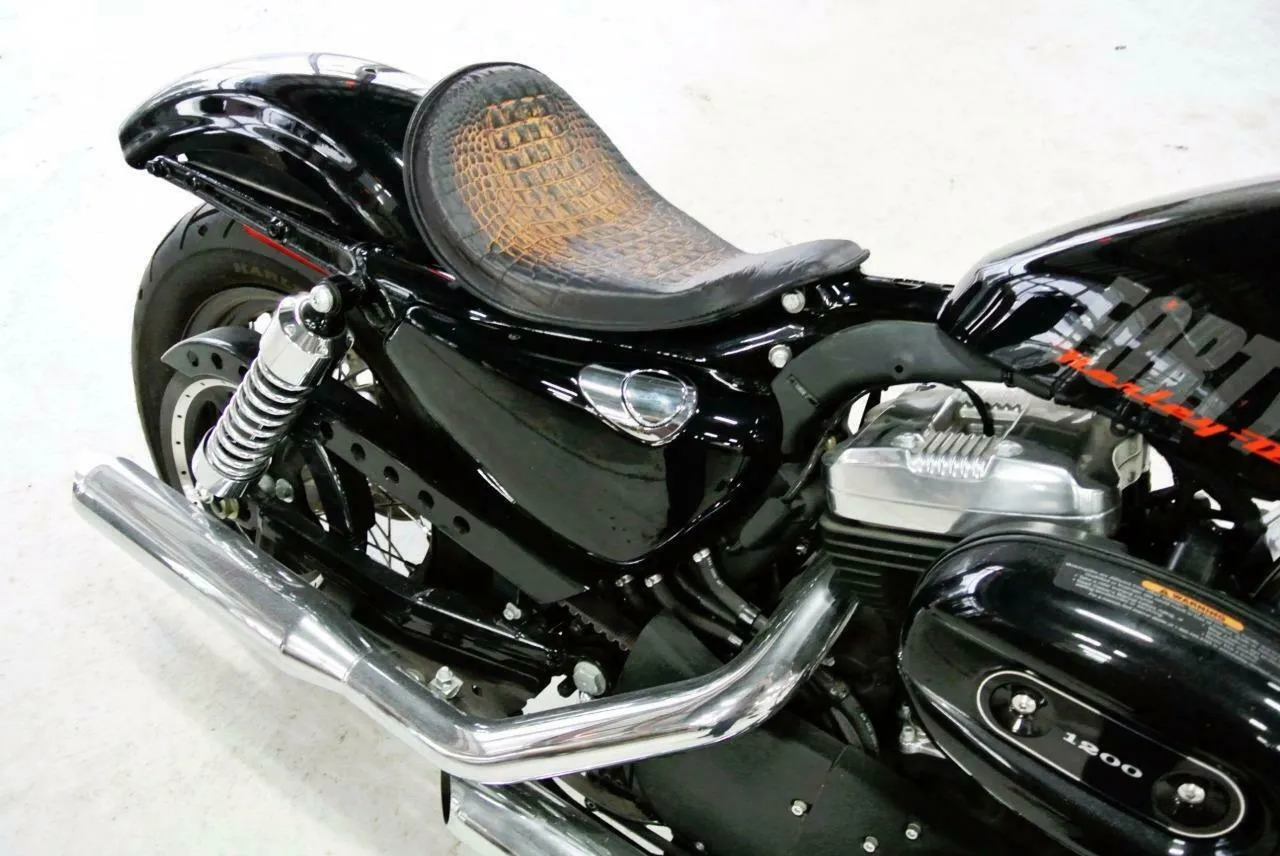2010-2022 Harley Sportster High Back On The Frame AntBrn Gator Leather Solo Seat