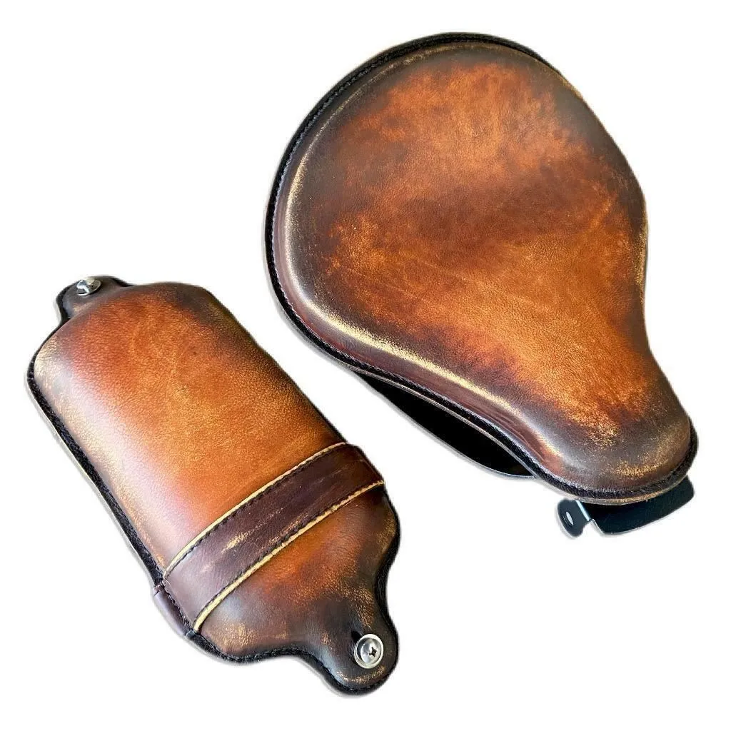 2010-2022 Sportster Harley Kit Spring Seat Brown On Brown Dist Leather P-Pad bs