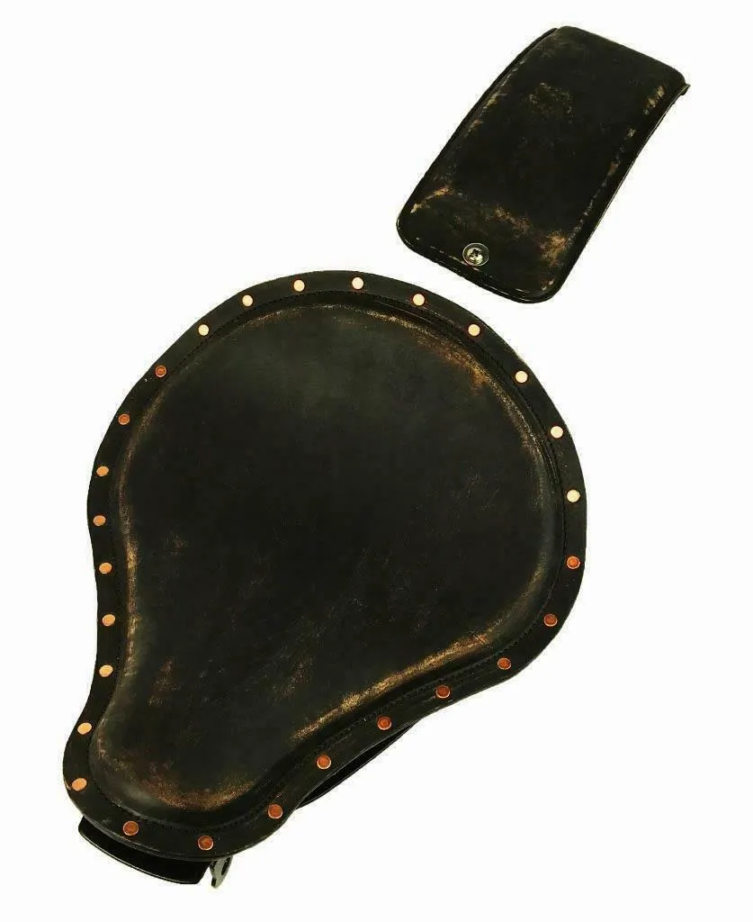 2010-2022 Sportster Harley Seat P-Pad Kit Black Distres Copper Rivets Leather bs