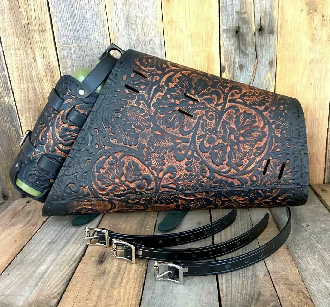 2010-2022 Sportster Harley Seat pad Kit Saddle Bag Fuel Bottle Ant Brn Oak Leaf