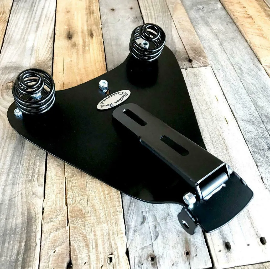 2010-2022 Sportster Harley Solo Seat Black Leather Rivets Spring Mount Kit bcs
