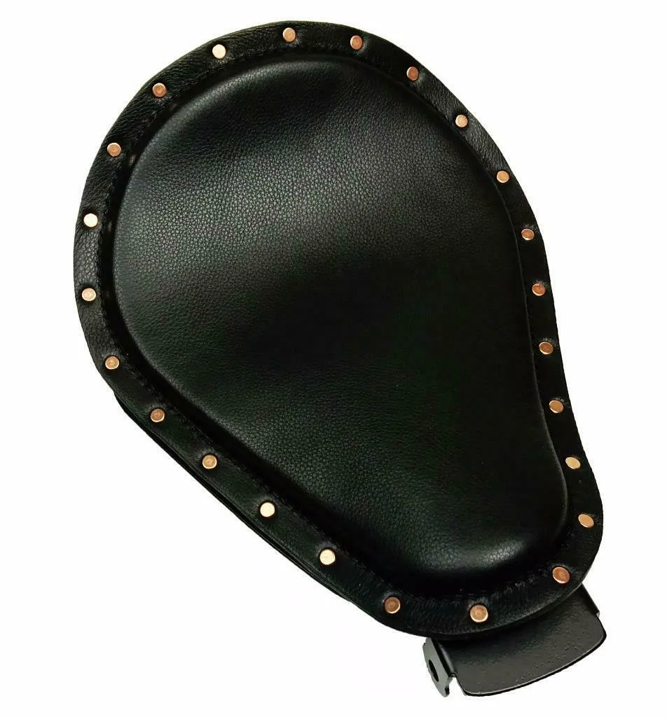 2010-2022 Sportster Harley Solo Seat Black Leather Rivets Spring Mount Kit bcs